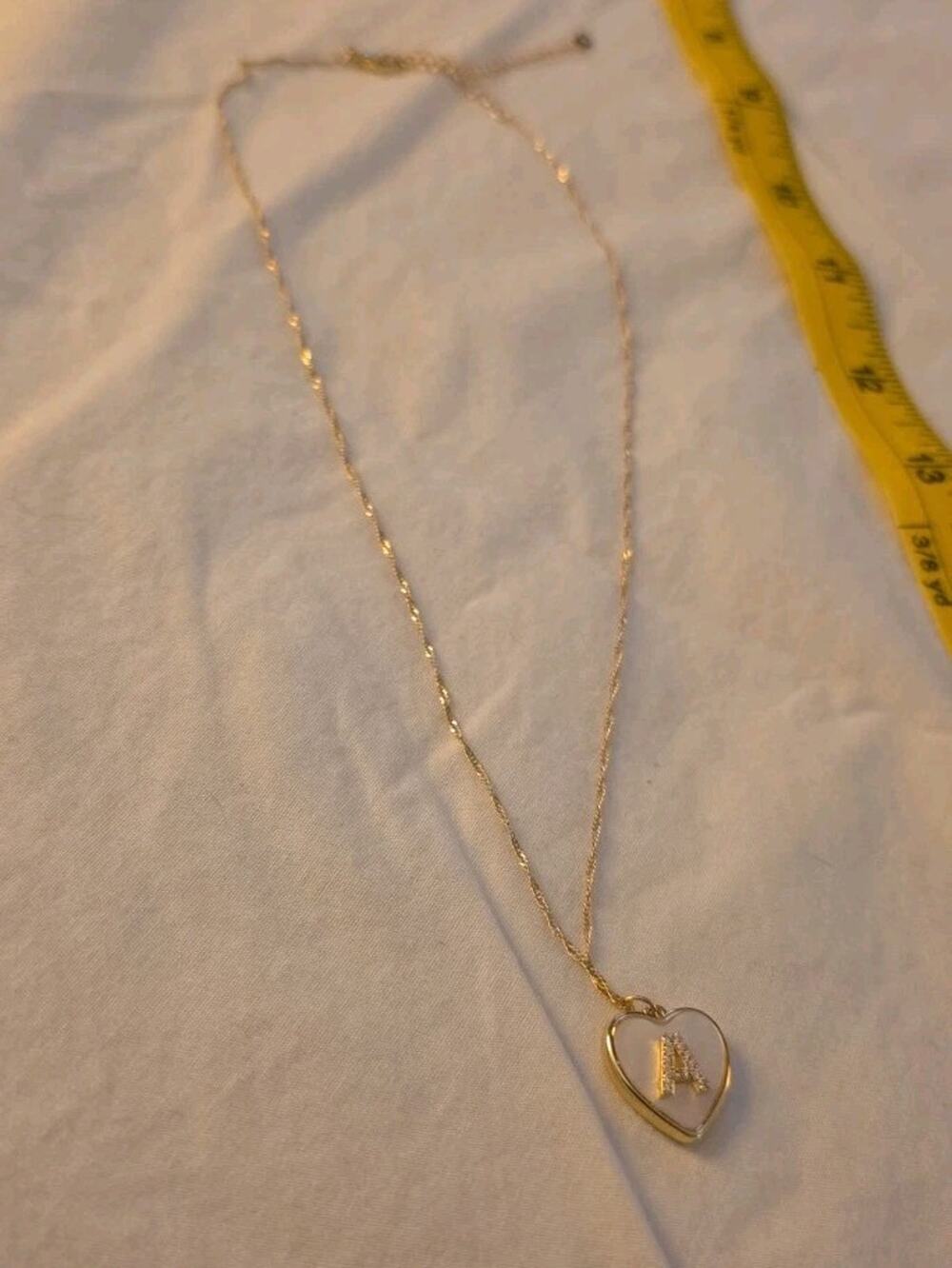 Heart-Shaped Pendant Necklace with Chainletter A